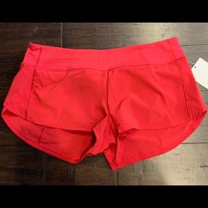 NEW Lululemon Red Speed Up Shorts Size 10